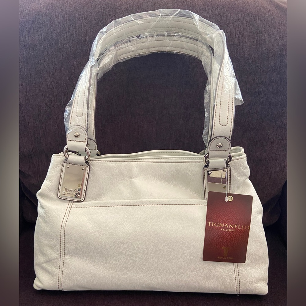 Tignanello White Leather Shoulder Bag NWT